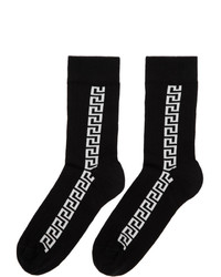 Versace Black Ribbed Greek Socks