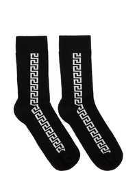 Versace Black Ribbed Greek Socks