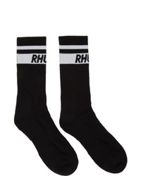 Rhude Black Two Stripe Logo Socks