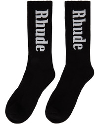 Rhude Black Vertical Logo Socks