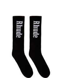 Rhude Black Vertical Logo Socks