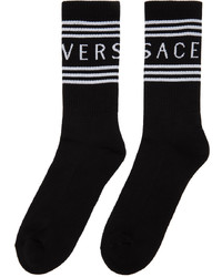 Versace Black White 1990s Logo Socks