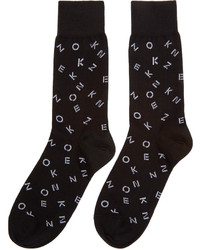 Kenzo Black White Letter Socks