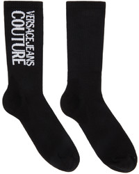 VERSACE JEANS COUTURE Black White Logo Socks