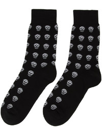 Alexander McQueen Black White Skull Sport Short Socks