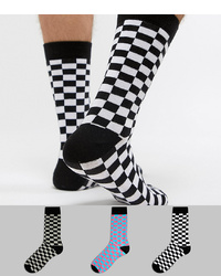 ASOS DESIGN Socks With Checkerboard Design 3 Pack