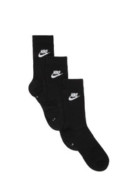 Nike Three Pack Black Everyday Essential Crew Socks