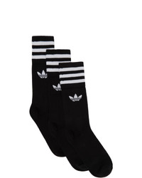 adidas Originals Three Pack Black Solid Crew Socks