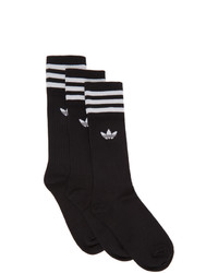 adidas Originals Three Pack Black Solid Crew Socks