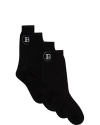 Balmain Two Pack Black Logo Socks
