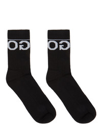 Hugo Two Pack Black Rib Logo Socks