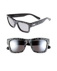 Le Specs Bowie Retro Sunglasses Black White Print One Size