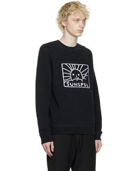 Sunspel Black Embroidered Sweatshirt