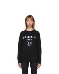 Balmain Black Flocked Logo Sweatshirt