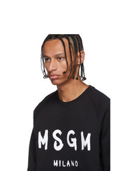 MSGM Black Paintbrush Logo Sweatshirt