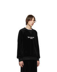 Balmain Black Velvet Logo Sweatshirt