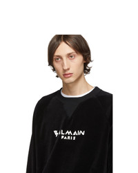 Balmain Black Velvet Logo Sweatshirt