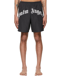 Palm Angels Black Curved Logo Swim Shorts