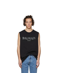 Balmain Black Logo Muscle T Shirt