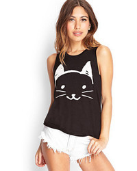 Forever 21 Cat Graphic Tank Top