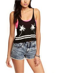 Express Cropped Graphic Tank Palms And Stripes