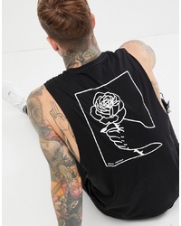 ASOS DESIGN Sleeveless T Shirt With Hand And Rose Back Print