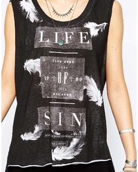 Religion Tank With Festival Feather Text Print
