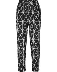 Black and White Print Tapered Pants
