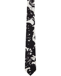 Dries Van Noten White Black Jacquard Tie