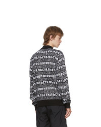 Heron Preston Black And White Jacquard Logo Turtleneck