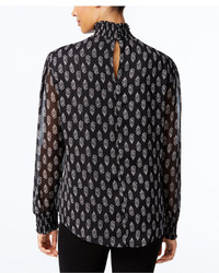 NY Collection Printed Mock Neck Top