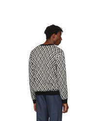 Gucci Black And White G Rhombus V Neck Sweater