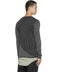 Rick Owens Black Grey Wool V Neck Sweater