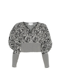 Esteban Cortazar Zebra Print Cropped Sweater