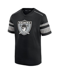 FANATICS Branded Black Las Vegas Raiders Textured Throwback Hashmark V Neck T Shirt