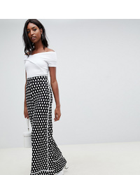 Asos Tall Asos Design Tall Wide Leg Trouser With Contrast Bind In Mono Print