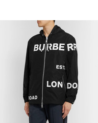 Burberry Logo Print Shell Hooded Jacket