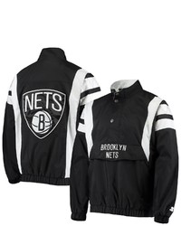 STARTE R Black Brooklyn Nets The Impact Oxford Crinkle 12 Zip Jacket