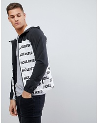 Hollister Unlined Lightweight Hooded Jacket With Black White Print Logo Pattern
