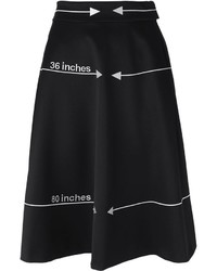 Black and White Print Wool Full Skirt