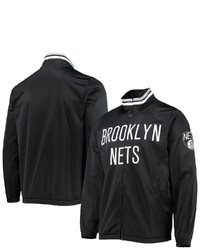 G-III SPORTS BY CARL BANKS Black Brooklyn Nets Dual Threat Tricot Full Zip Track Jacket At Nordstrom