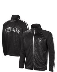 G-III SPORTS BY CARL BANKS Black Brooklyn Nets Streamline Tricot Raglan Full Zip Track Jacket