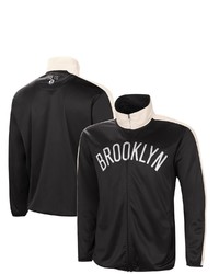 G-III SPORTS BY CARL BANKS Blackwhite Brooklyn Nets Zone Blitz Tricot Full Zip Track Jacket