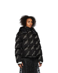 Moncler Black Down All Over Logo Caille Jacket