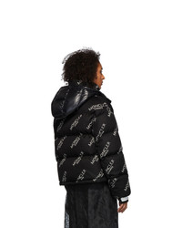 Moncler Black Down All Over Logo Caille Jacket