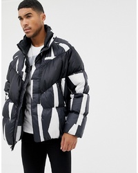 Nike Down D Jacket In All Over Print In White 928889 121