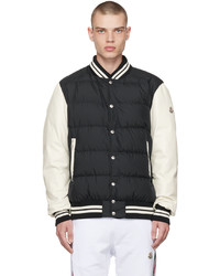 Black and White Quilted Bomber Jacket