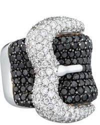 Black White Diamond Buckle Ring