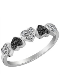 MyJewelryBox White And Black Diamond Heart Promise Ring 110 Carat In Sterling Silver