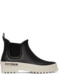 Stutterheim Black White Novesta Edition Rainwalker Chelsea Boots